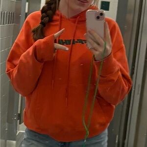 Off-White Orange Pullover Hoodie with Subtle Black Logo